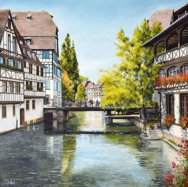 Une vue de Strasbourg - Peinture à l'huile